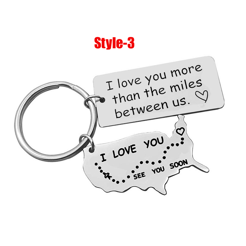 Love Keychains for Couples I Love You More Than The Miles Between Us Long Distance Relationship Boyfriend Gift Going Away State