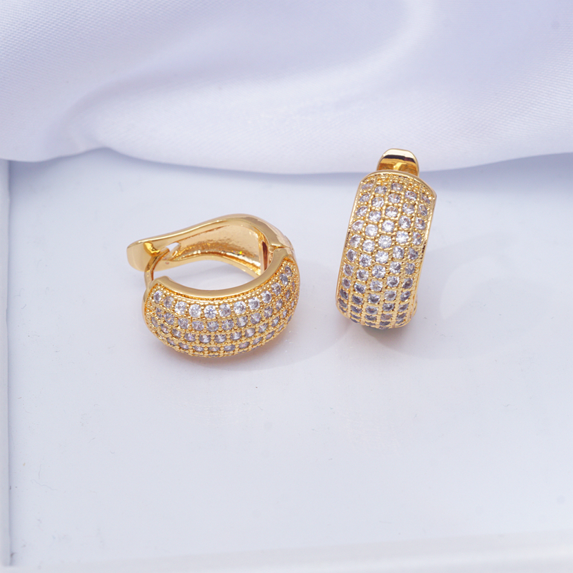 Indian Jewelry Luxury Designer Gold Color Earrings AAA Cubic Zirconia Small Hoop Earrings for Women New 31 Different Styles