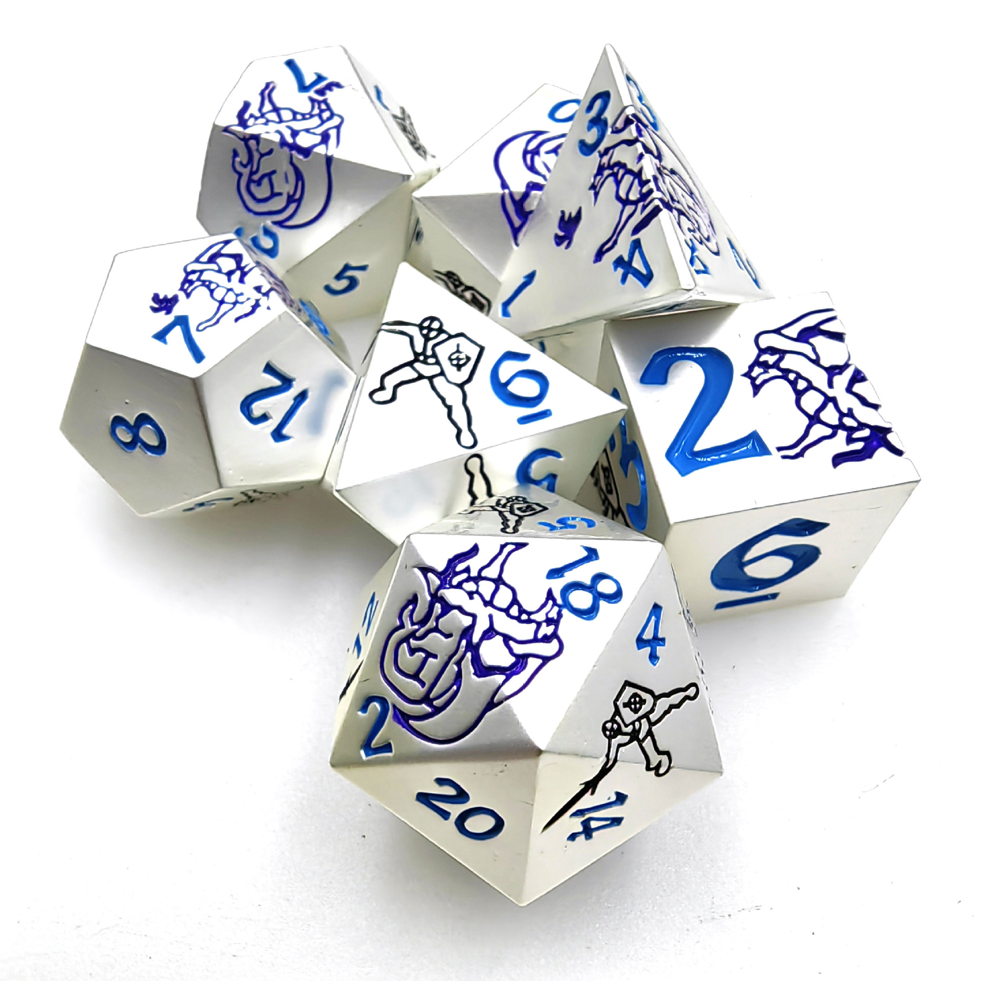 Polyhedral Metal Dice Set, DND and RPG, Role Playing, Table Board Game, Digital Dice, D20, D12, D10, D8, D6, D4, Number Dice, 7P