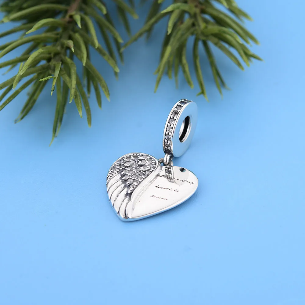 FC Jewelry Fit Original Charm Bracelet 925 Silver A Piece Of My Heart Has Wings is In Heaven Forever Bead For Making Berloque