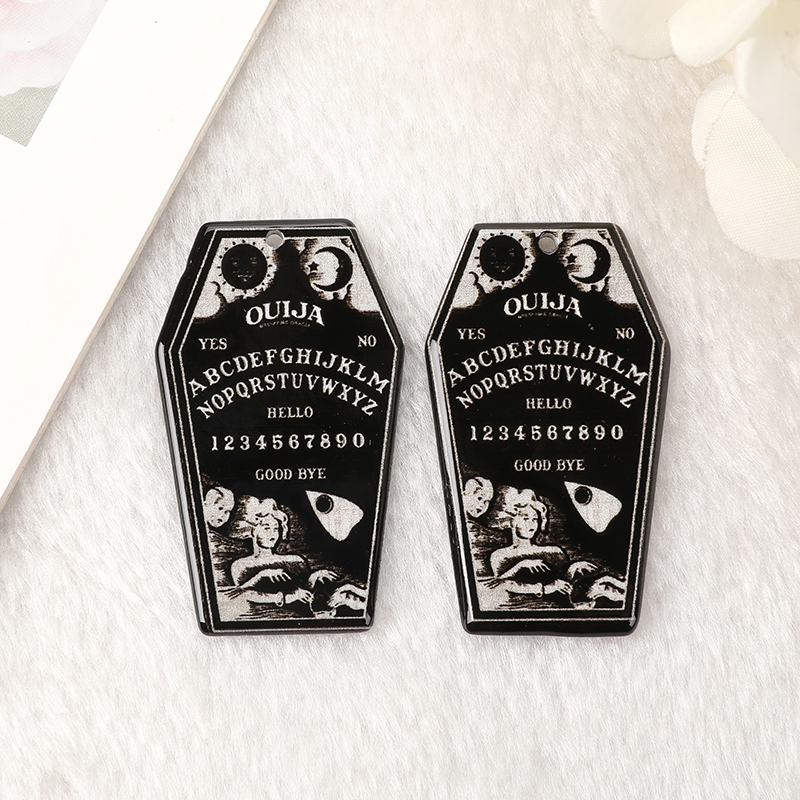 10Pcs Halloween Coffin Charms Ouija Board Acrylic Jewlery Findings For Earring Necklace Diy