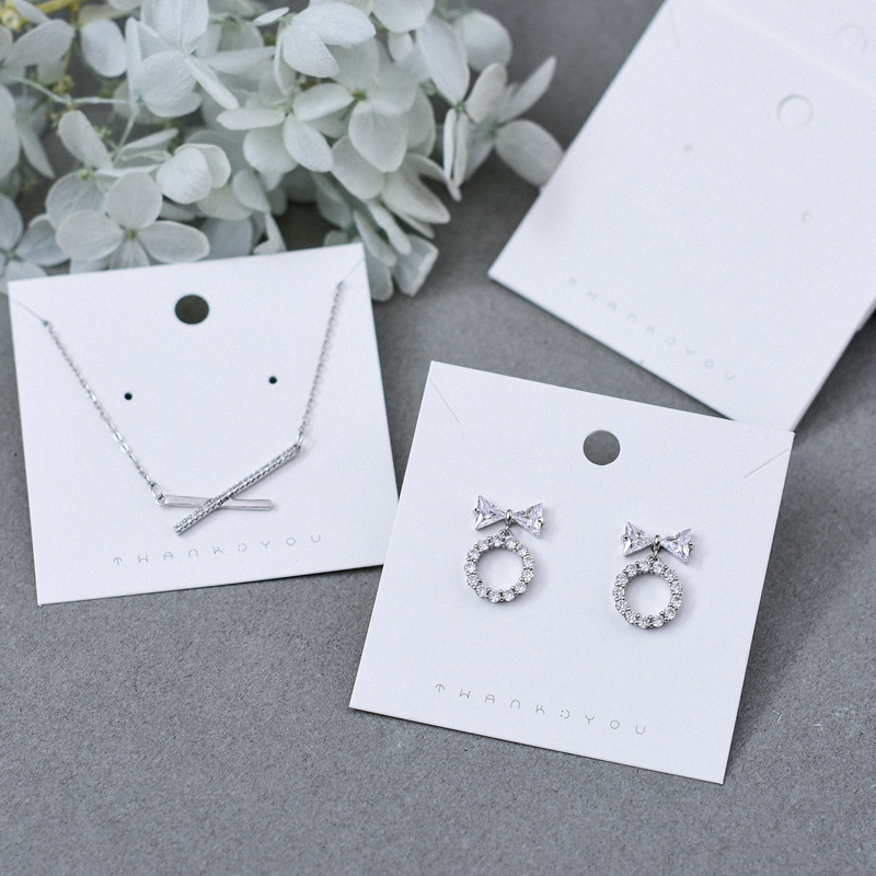 New Hot 350gsm Popular White Paper Cardboard Stock Jewelry Necklace & Earrings Display Cards Holder Tags Price Label