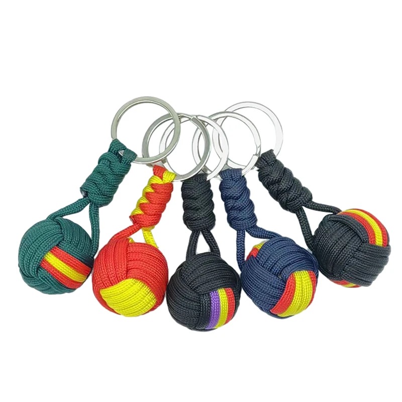 Military Parachute Woven Rope Ball Keychain Lanyard Key Ring Monkey Fist Key Chains Outdoors Survival Tool Jewelry Accessories