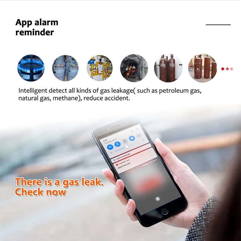 Tuya Smart life Natural Gas Leak Detector Wifi Combustible Gas Detector with Methane Propane LPG Temperature Sensor APP Monitor