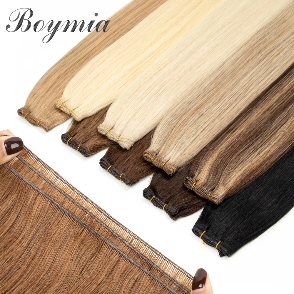 Boymia Genius Weft Human Hair Extensions Invisible Weft Hair 12-20 inches Natural Straight Brazilian Hair Flexible Hair Weaves
