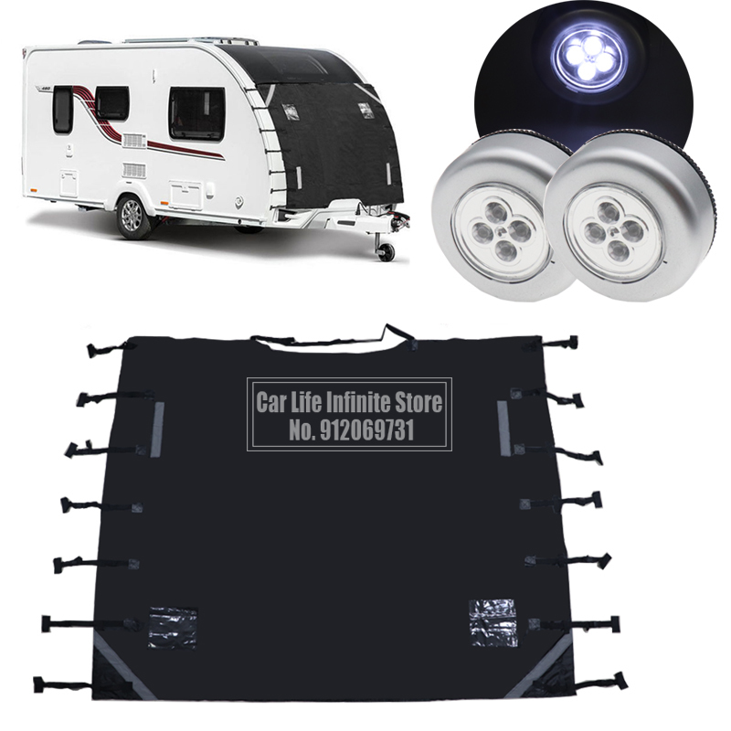 Caravan Accessories RV Front Towing Cover Protector Dustproof Reflective Strip Camper Trailer Caravan Waterproof Cover