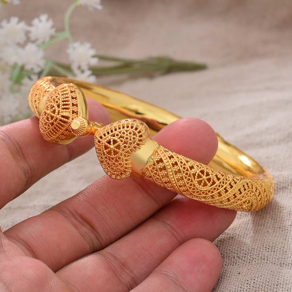 Luxury 24k Gold Color Can Open Bangles Jewelry Ethiopian African Dubai Indian Bracelet Wedding Gifts For Women Bracelet Bangles