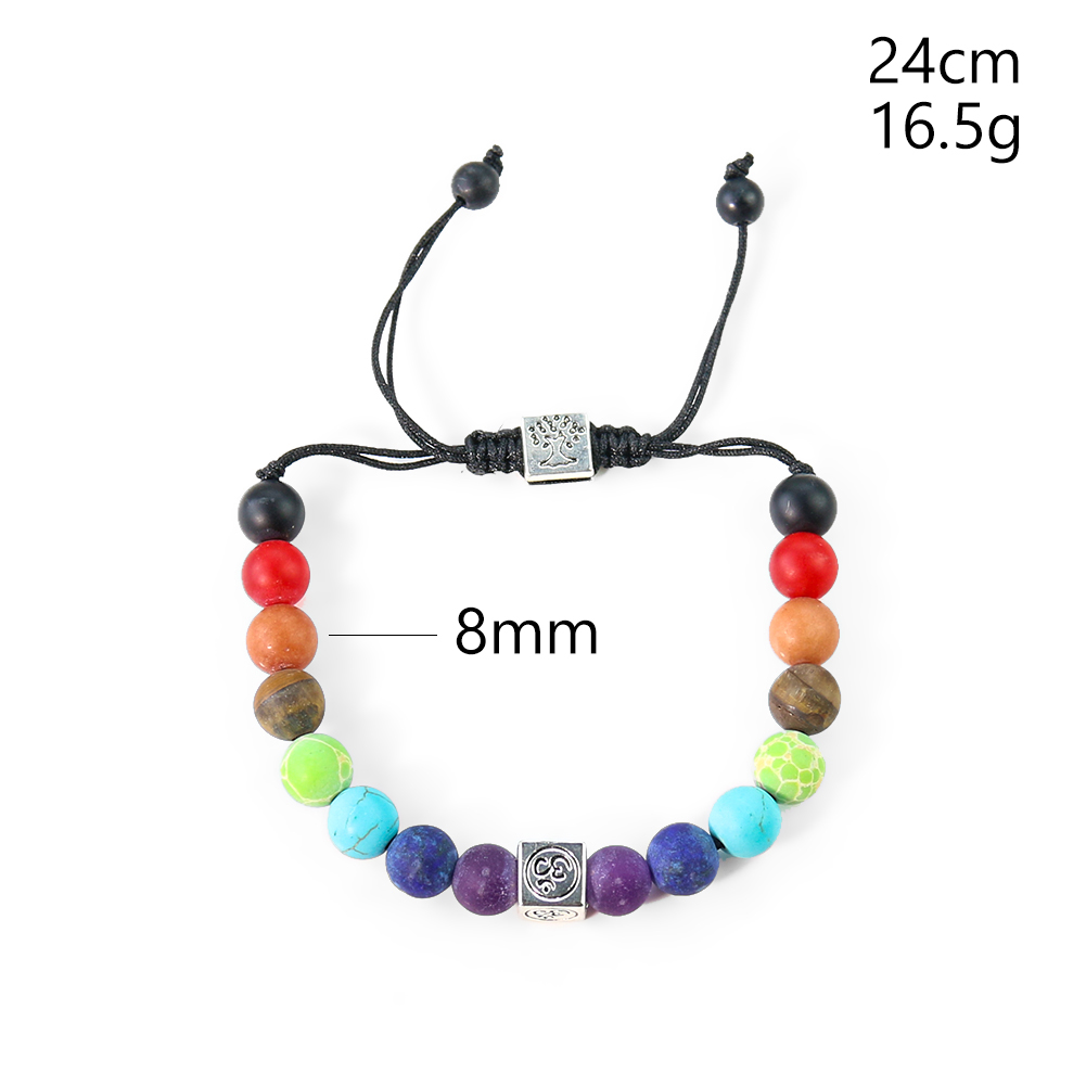Genuine Stone Lava Bracelet Tree of Life Chakra Om Yoga Crystal Onyx Energy Reiki Healing Adjustable Beaded Bangle Women Jewelry