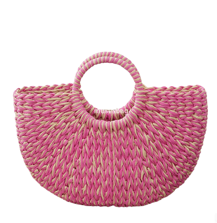 Fashionable women with a sense of luxury high-end large capacity practical temperament solid color handle versatile woven bag vacation beach bag versa