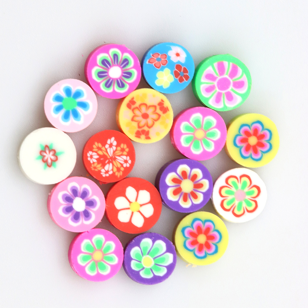 50Pcs/Lot10MM Smiley Flower Mixed Multicolor Clay Polymer Beads For Jewelry Making DIY Bracelet Necklace