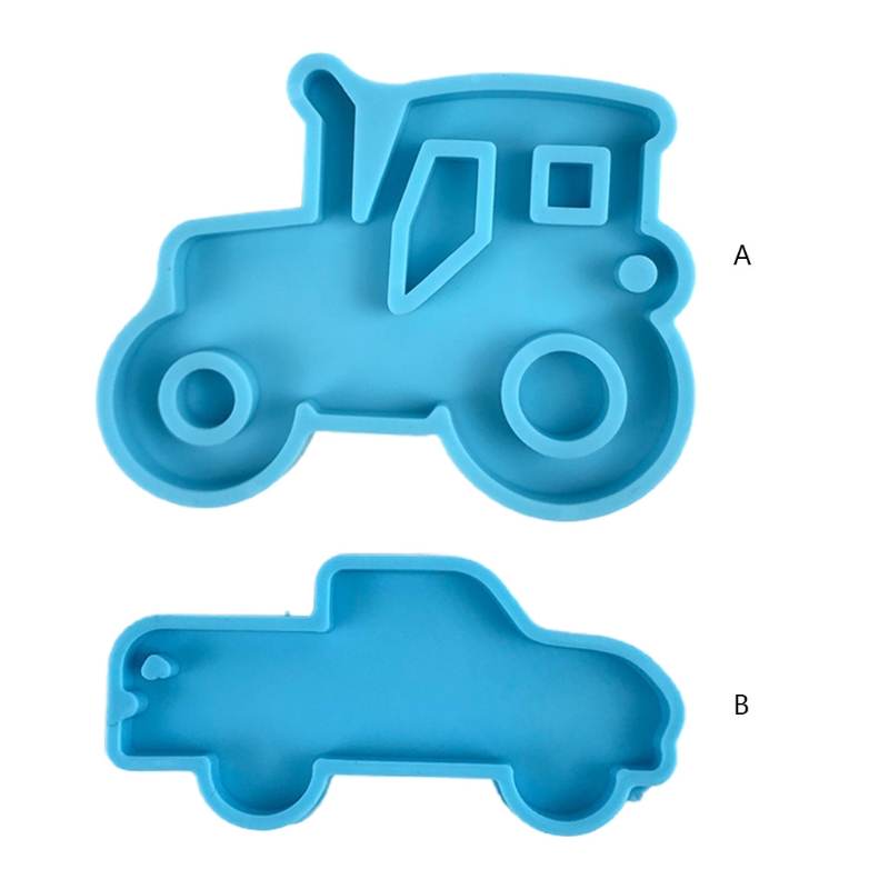 Car Series Keychain Epoxy Resin Mold Shiny Glossy Tractor Necklace Pendant Silicone Mould DIY Crafts Jewelry Decorations 2021