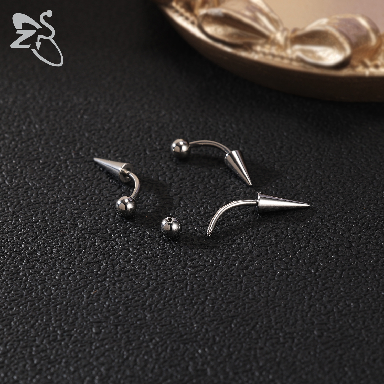ZS 10pcs/lot Punk Spike Stainelss Steel Eyebrow Piercing Set 16G Curved Labret Lip Studs Helix Lobe Piercings Earring 6/8/10MM