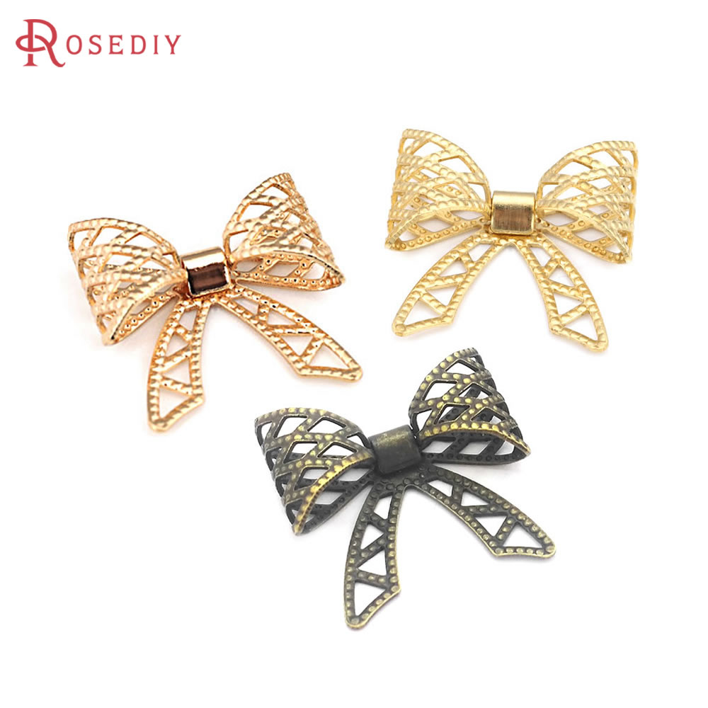 20PCS 20x20MM High Quality 18K Gold Color Plated Brass Grid Bow Charms Pendants High Quality Diy Jewelry Necklace Accessories