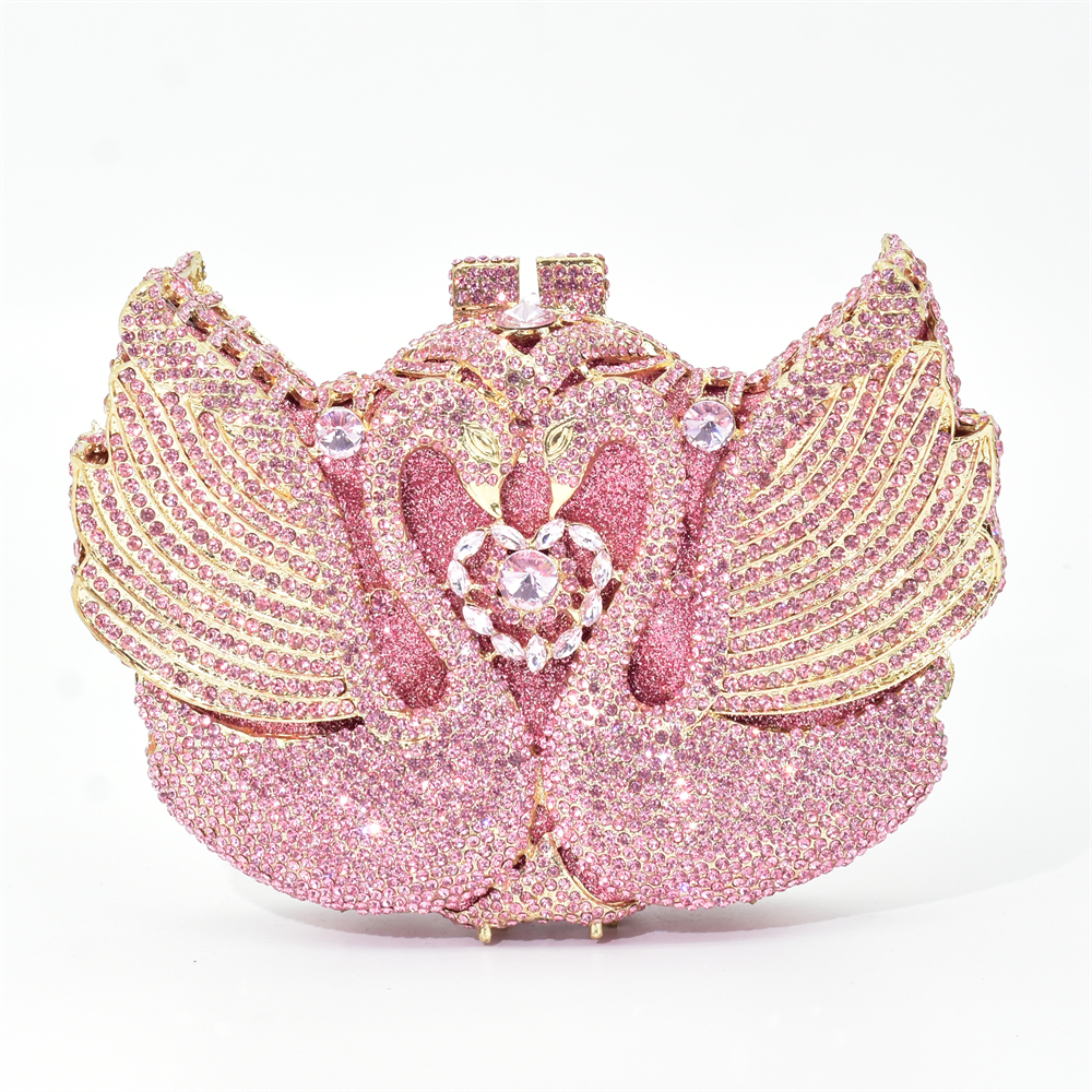 Luxury Women Evening Party Bag Bridal Wedding Diamonds Bag Colorful Diamonds Purse Handbag Animal Bird Handmade Bridal Purses