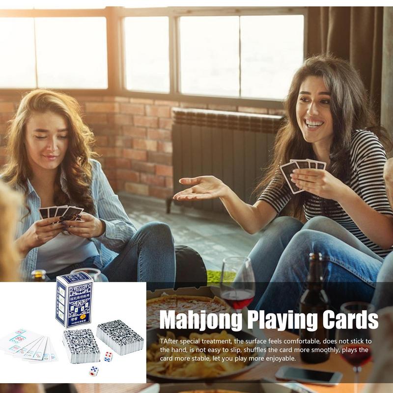 Mahjong Travel Set Multipurpose Non-Sticky Playing Cards Mahjong Card Game With 144 Cards 2 Dice For Home Thickened Mahjong