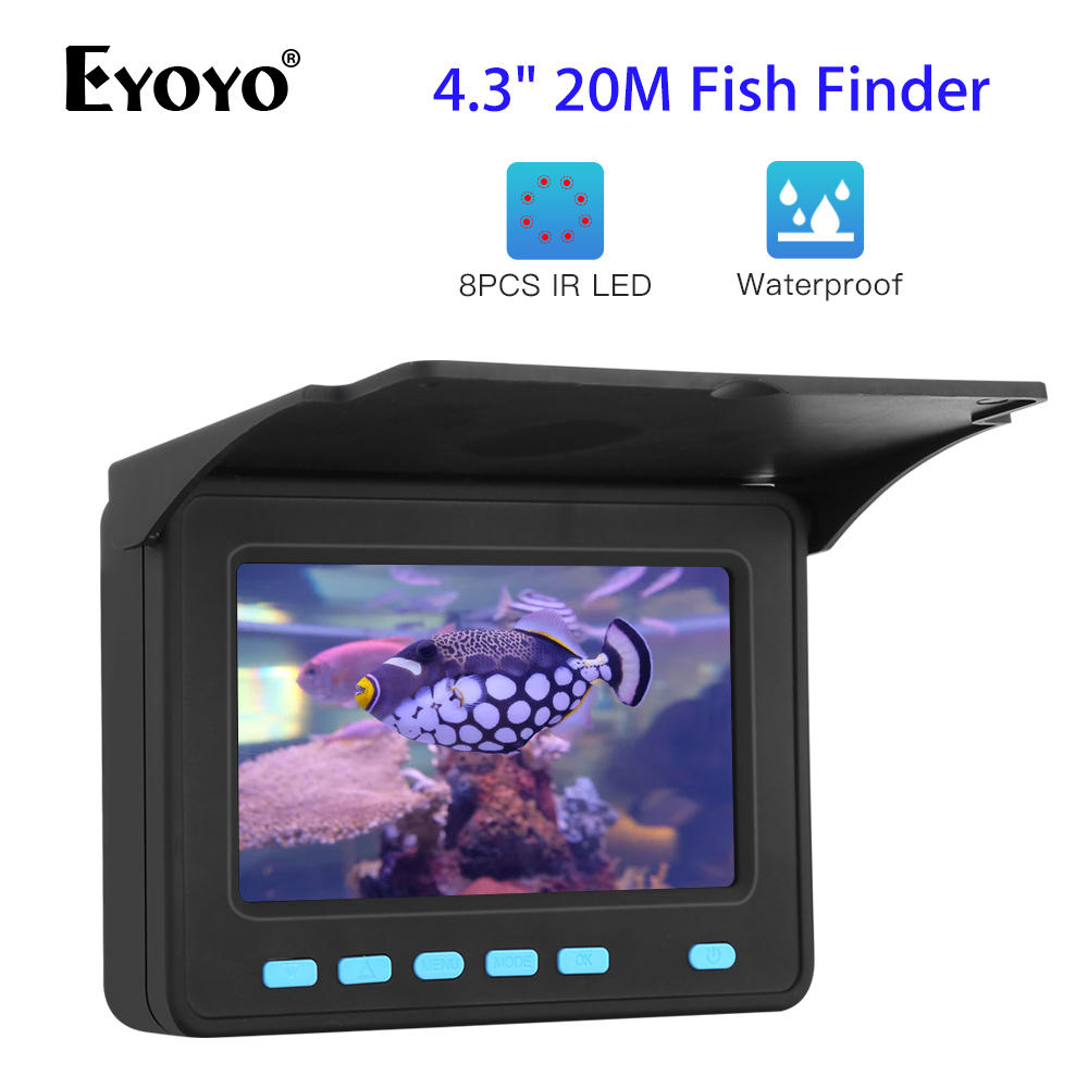 Eyoyo Portable Underwater Fish Finder Finshing Camera 4.3 inch Monitor 20M Cable HD 1000TVL 8500mAh Battery for Ice Lake Sea