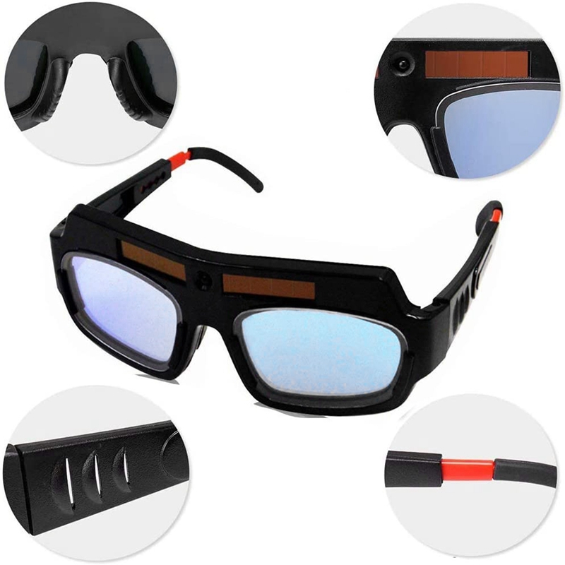 Solar Powered Auto Darkening Welding Mask Helmet Goggles Welder Glasses Arc Anti-Shock Lens with Storage Case