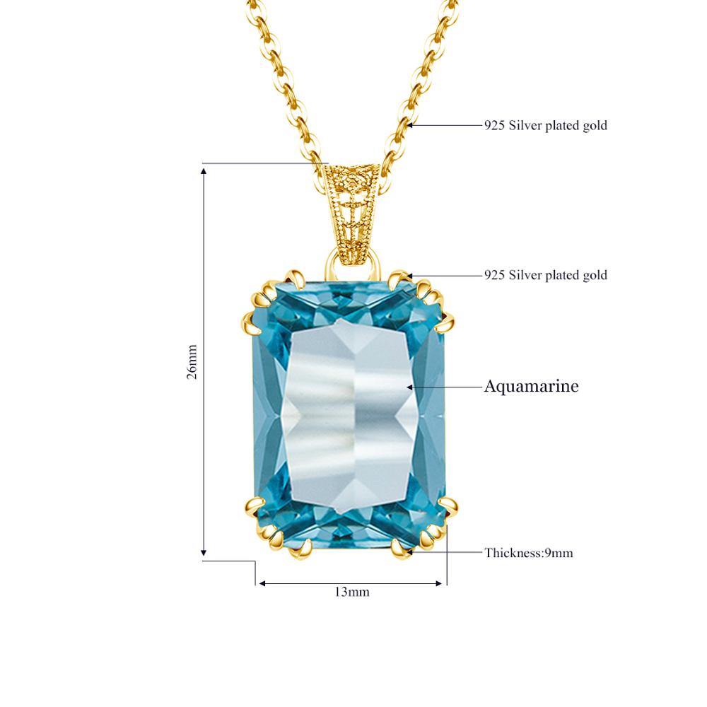 2024 Trend Sky Blue Topaz Aquamarine Necklace Pendant for Women Silver 925 Jewelry Victorian Star Filigree Female Jewellery Sale