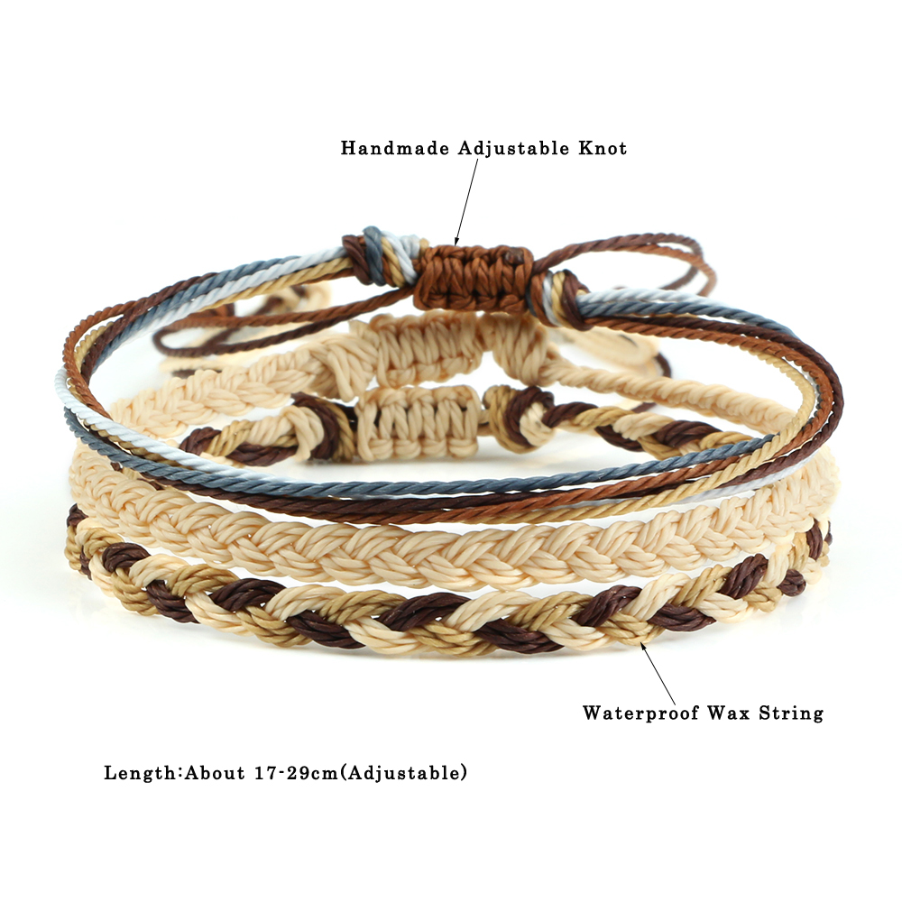 Set Handmade Knot Red Wax String Braid Bracelets Couple Adjustable Men Women Bohemian Waterproof Bangles Friendship Jewelry Gift