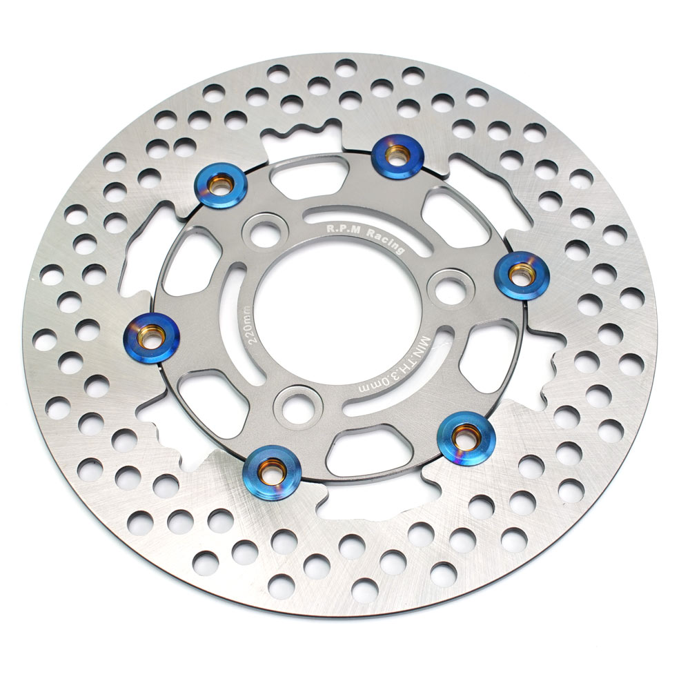 RPM Disc Brake Motorcycle 220mm Floating Disk Rotor Brake Caliper Universal 3 Hole Front Rear Wheel For Yamaha Scooters Niu