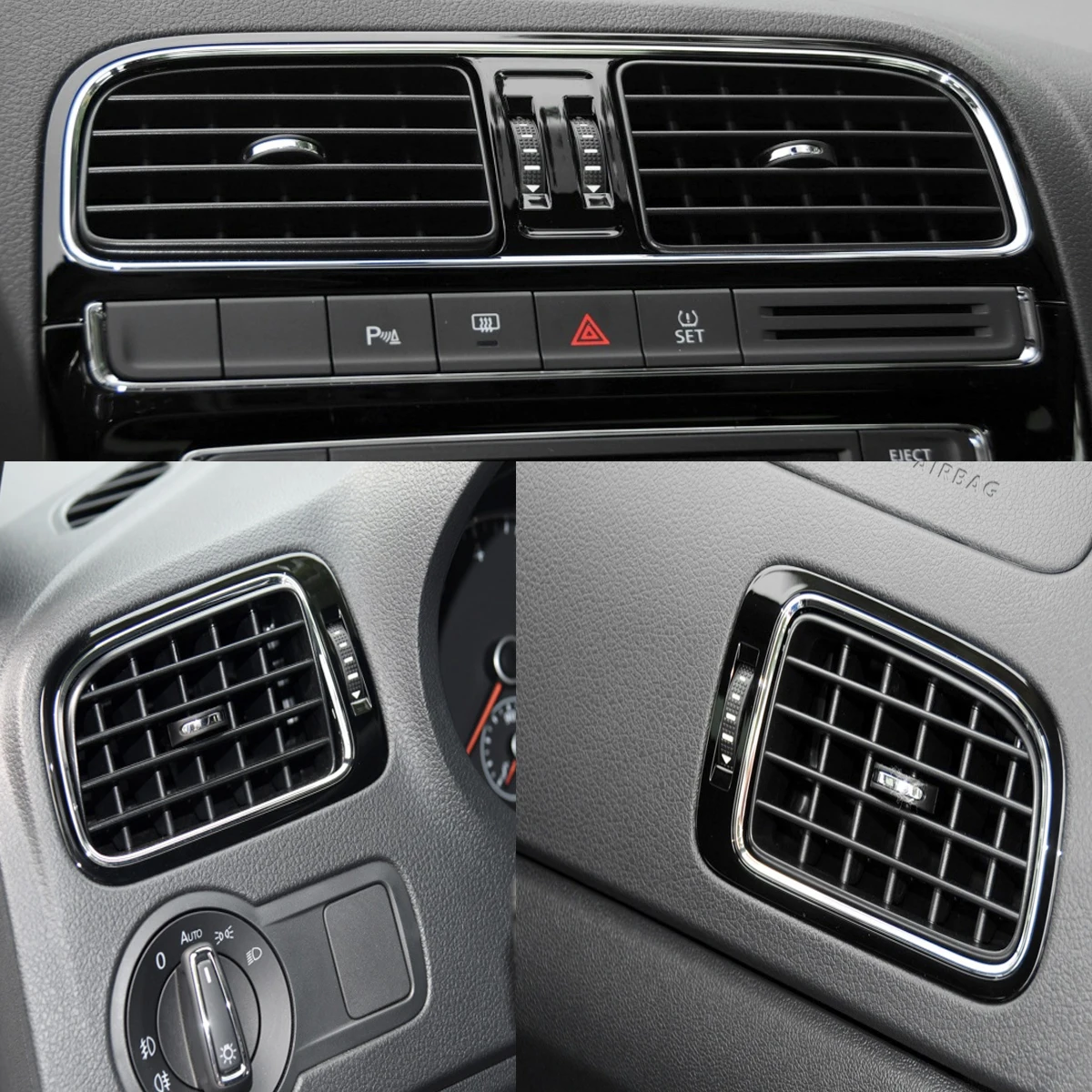 x1/x3 Front Dashboard Glossy Black Car AC Air Conditioning Outlet Vent GriIl For VW Polo mk5 Sedan 6R GTI R-line Vento 2014-2018