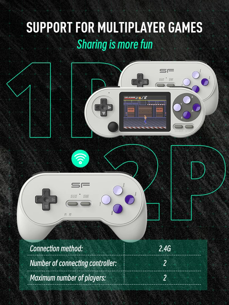DATA FROG SF2000 Portable Handheld Game Console 3 inch IPS Retro Consoles Builtin 6000 Games Video For Kids 240618