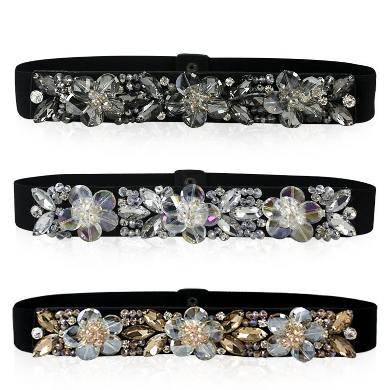 Rhinestone Belt Crystal Waist Belts Women Womens Elastic Belts