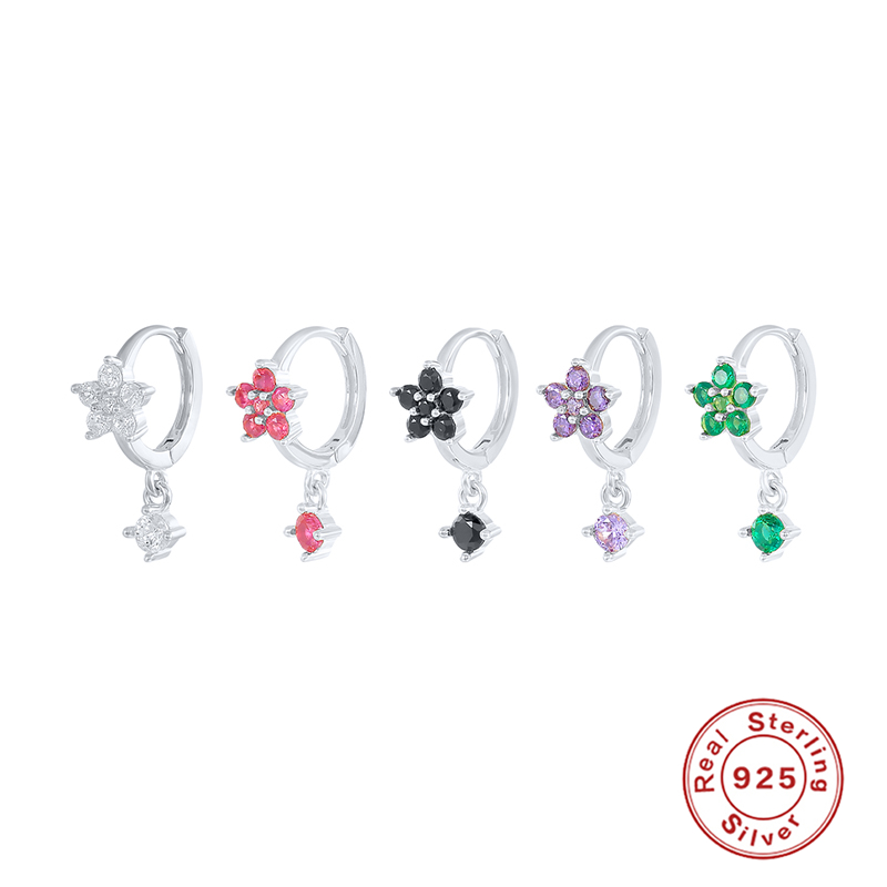 Aide 925 Sterling Silver Hoop Earrings For Women Huggie Earings Pendiente Piercing Rainbow CZ Earing Luxury Fine Jewelry Brincos