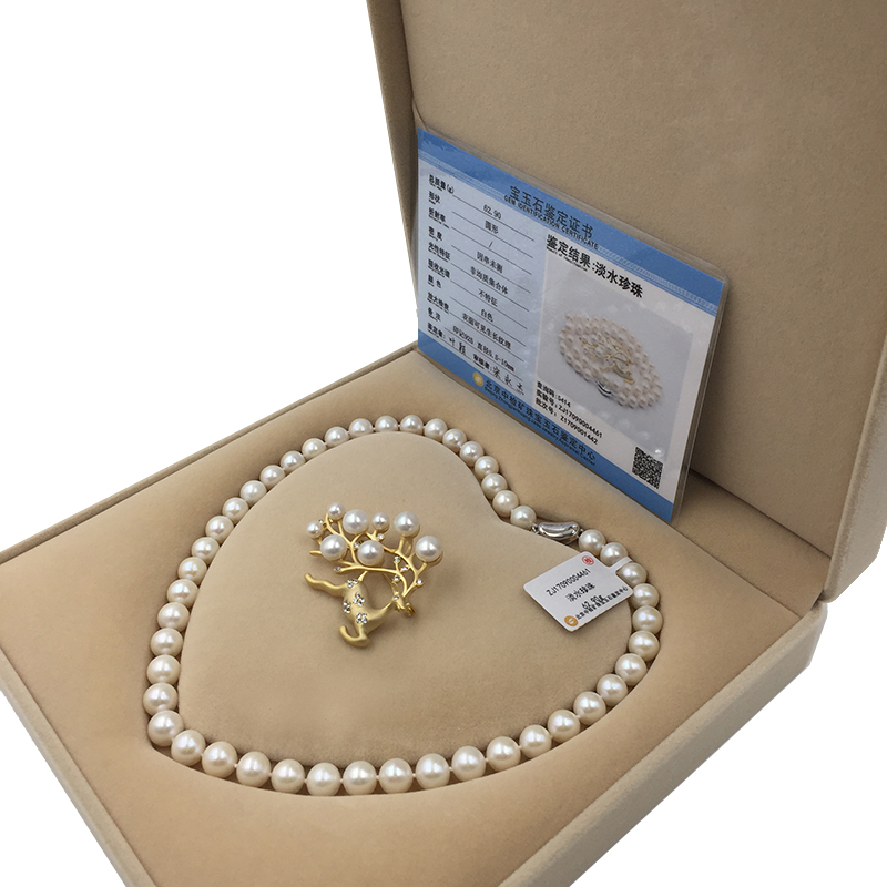 Sinya Natural Freshwater Round Pearl Beads Strand Necklace Chocker Brooch Jewelry Set for Women Mum New Years Christmas Gift Hot