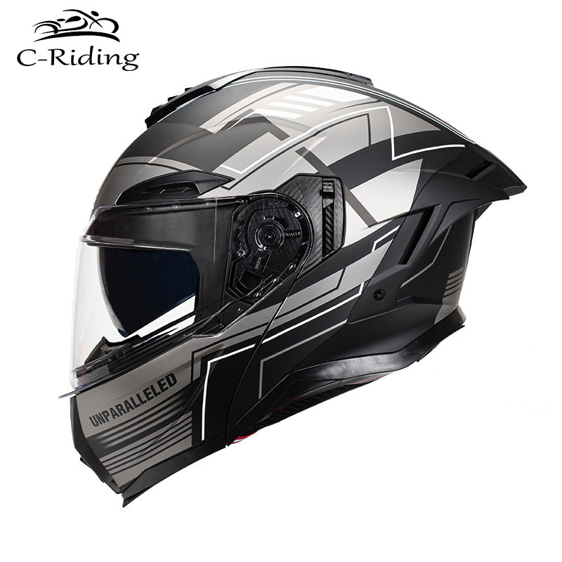 Full Face Dual Visor Helmet Flip Up Double Lens Helmet Motocross DOT Approved Four Seasons Moto Cascos Motociclistas Capacete