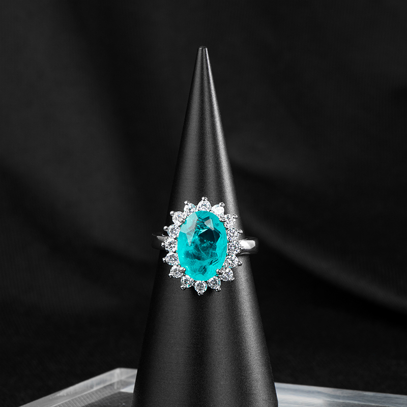 Cellacity classic 925 sterling silver ring for charm lady with oval shape sapphire paraiba gemstones 10*14mm wedding party gift