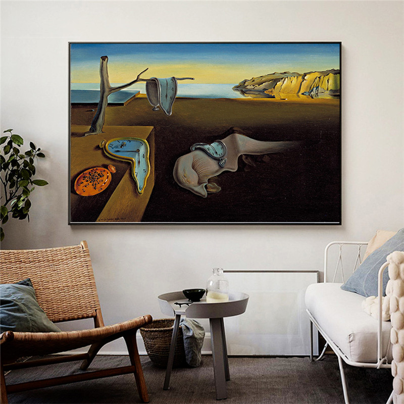 Salvador Dali The Persistence of Memory Clocks Surreal Oil Painting Canvas Poster Print Cuadros Wall Art Picture For Living Room