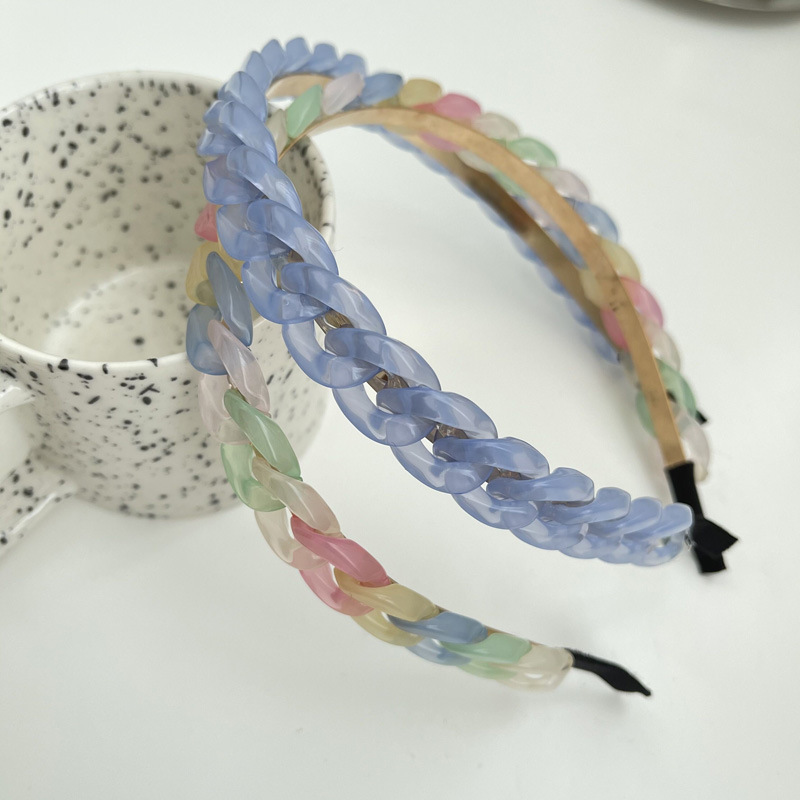 AMORCOME Vintage Transparent Acrylic Chain Hairbands for Women Girls Colorful Brown Resin Wisted Wide Headband Hair Accessories