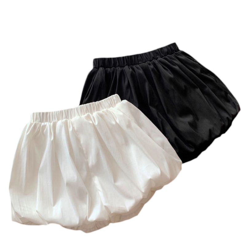 Kids Girls Black White Shorts 2021 New Baby Girls Cute Bloomers Solid Casual Pumpkin Pants Summer Loose Underpants For 12M-6Y