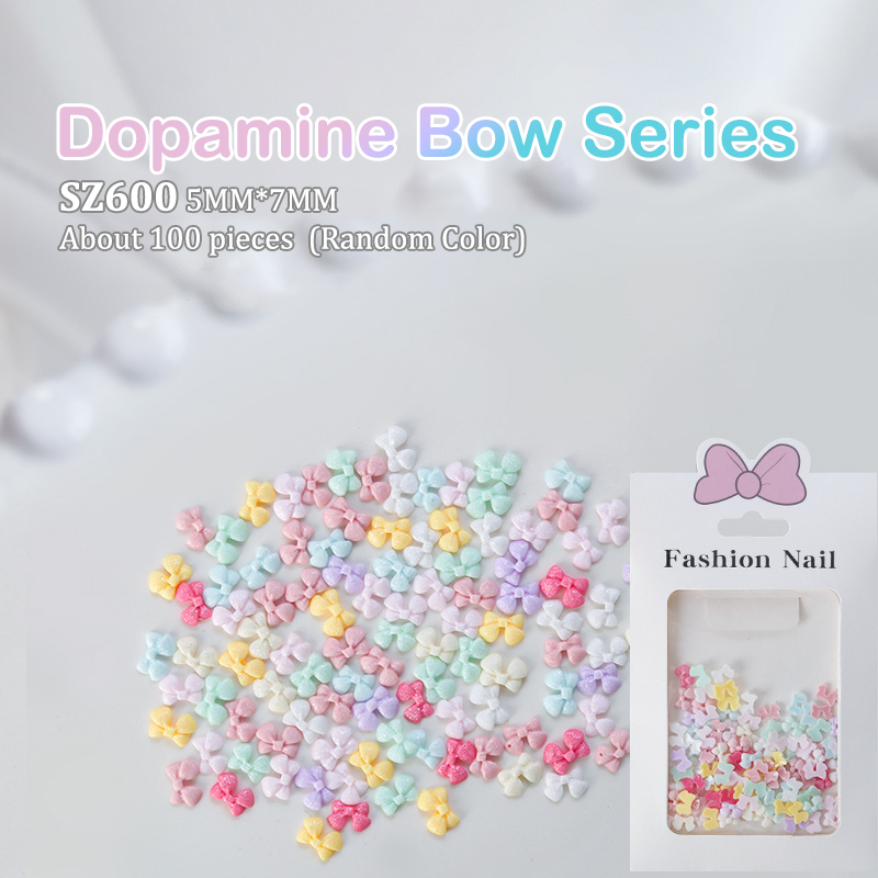 100Pcs/Bag Mini Bow 3D Cute Nail Art Decorations Bowknot Ornament Shiny Charm Jewelry DIY Resin Accessories Flat Back