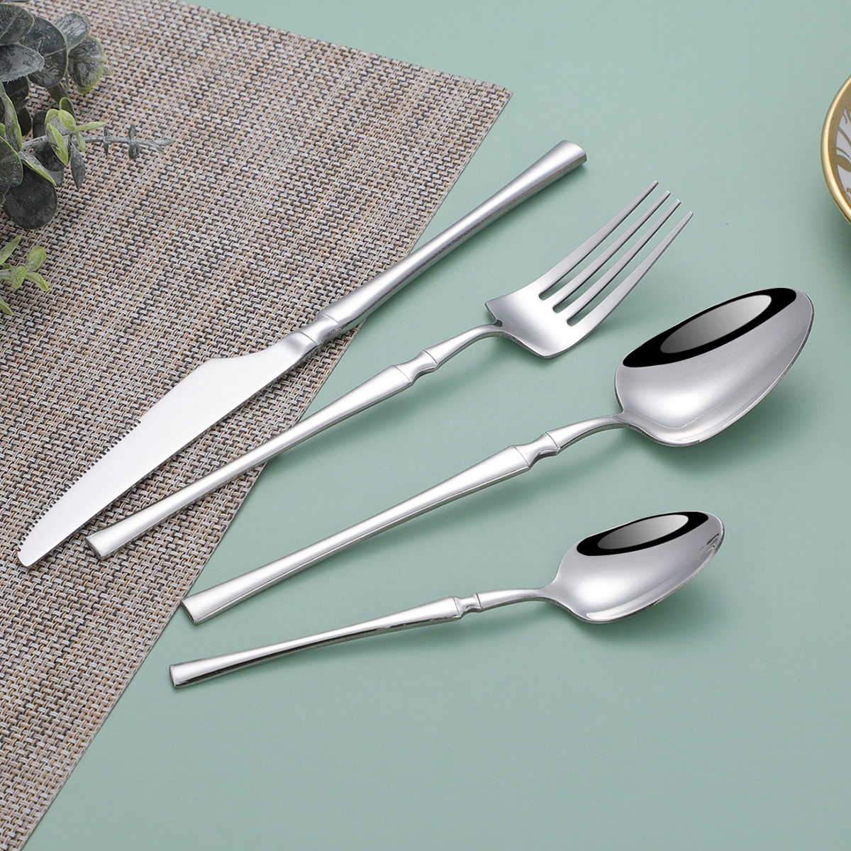 Silver Dinnerware Set Stainless Steel Tableware Set Knife Fork Spoon Luxury Cutlery Set Gift Box Flatware Dishwasher Safe