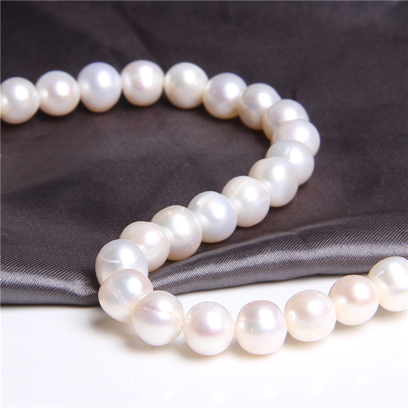 8-12mm Big Natural Pearl AA Real Freshwater Pearl Beads Potato Round Pearl Beads For DIY Bracelet Necklace Jewelry Making 14"