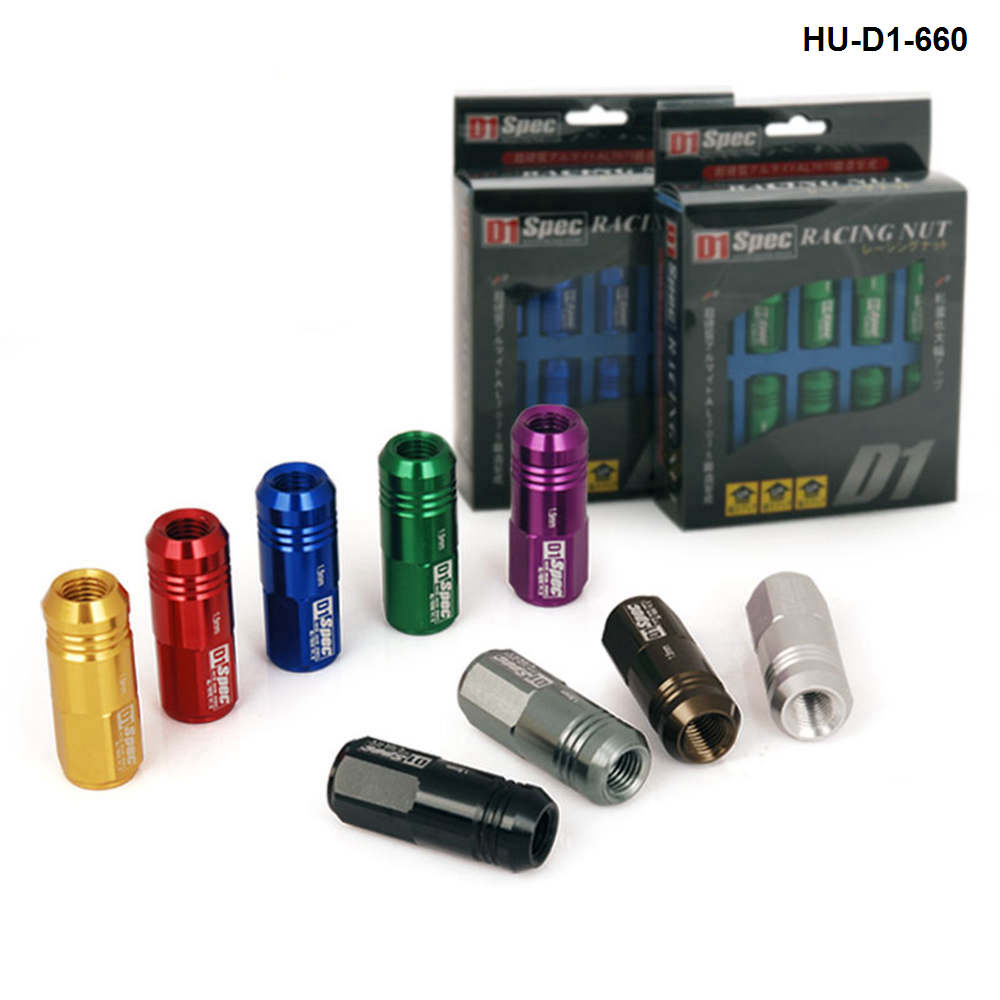D1spec Jdm Light Weight Aluminum Wheel Racing Lug Nuts M12X1.25 / M12X1.5,L : 52mm 20pcs/set For Toyota For Nissan HU-D1-660