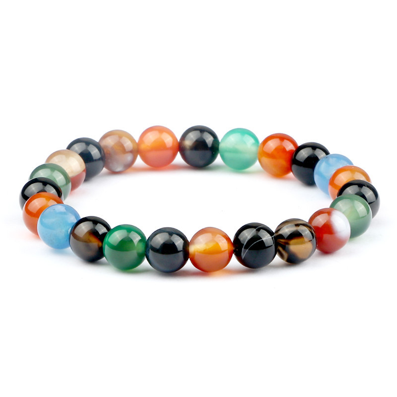 Men Bracelets 8mm Chakra Natural Round Agates Onyx Yoga Healing Energy Lapis Lazuli Beads Bangles Elastic Pulsera Women Jewelry