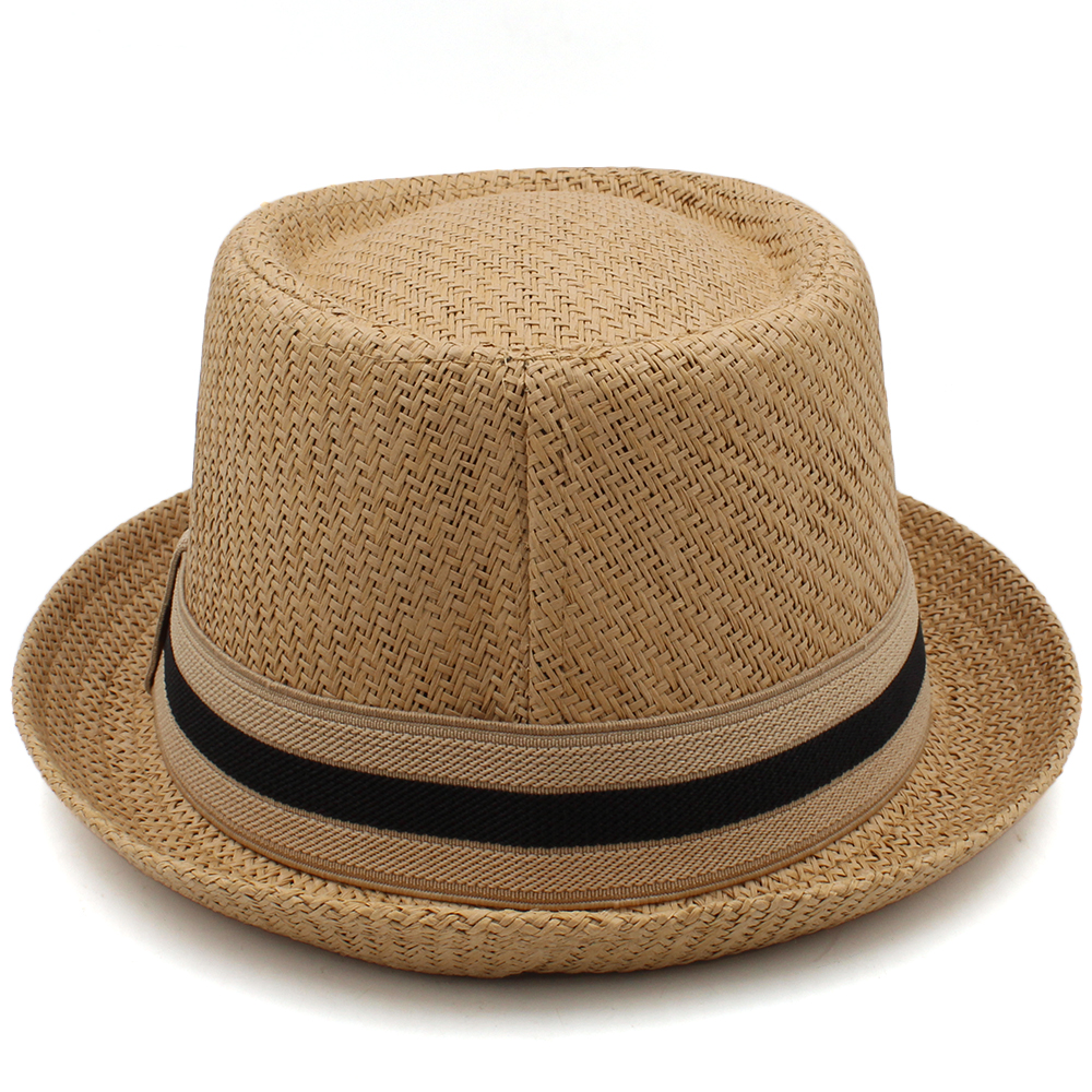 Men Women Classical Straw Pork Pie Hats Fedora Sunhats Trilby Caps Summer Boater Beach Outdoor Travel Party Size US 7 1/4 UK L