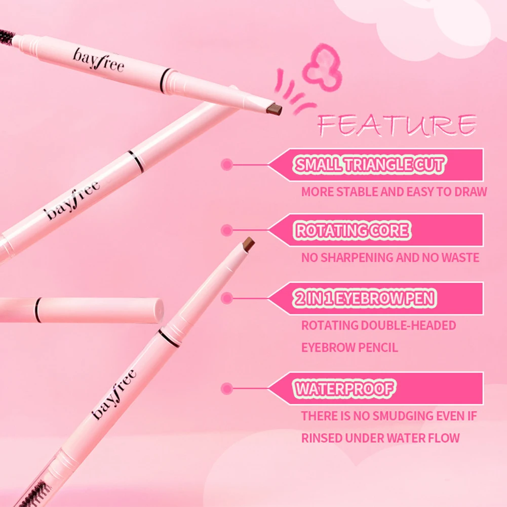Double Head Eyebrow Pencil Natural Smooth Blade Shape Eye Brow Tint Pen Waterproof Long Lasting Eyes Black Brown Rotary Makeup