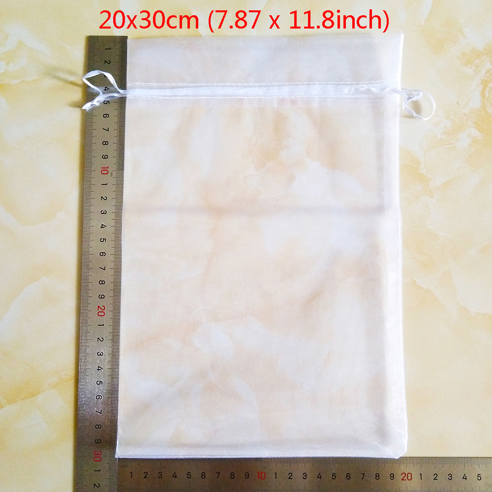 100pcs Organza Pouch 15x20 17x23 20x30 25x35cm Drawable Organza Bags Jewelry Packaging Bags Wedding Party Gift Bag Favor Bags
