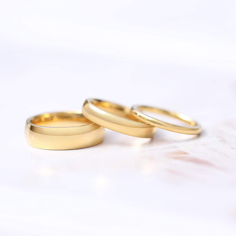 Somen 6mm Titanium Ring 14K Gold Plated Dome High Polished Wedding Band Comfort Fit Size 3-13.5