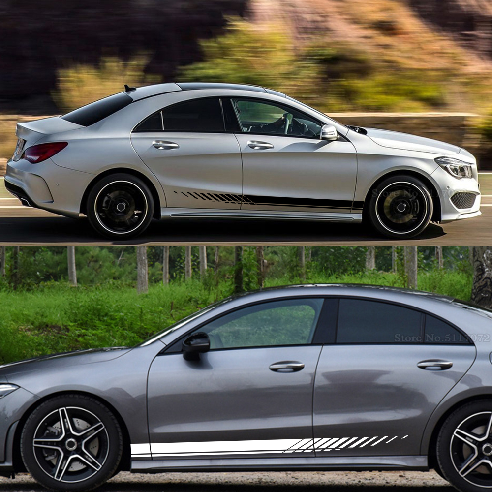 Car Side Skirt Door Sticker Decal for Mercedes Benz A B C E G S R X V CLA CLk CLS SLK SLC EQC GLA GLC GLE GLS GLK VITO AMG GT