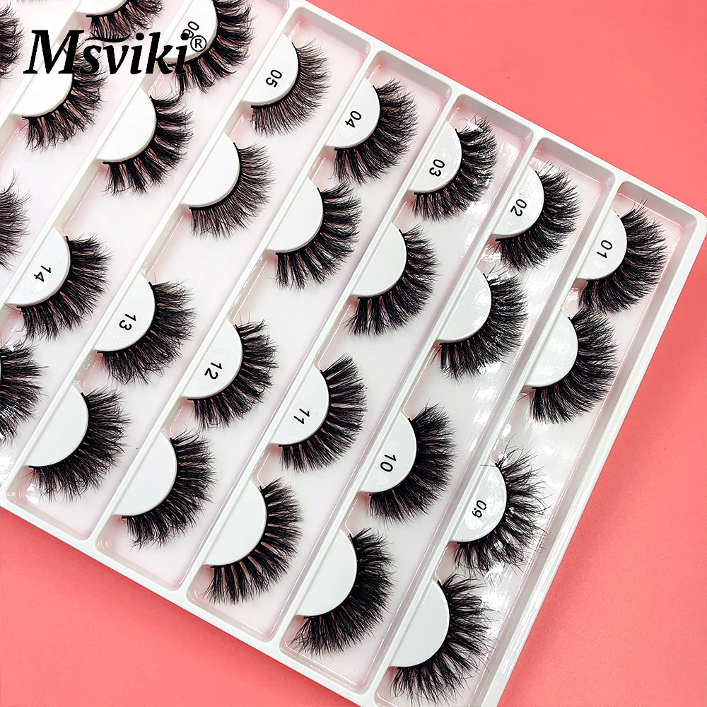 Natural Short 8-20MM Mink Eyelashes Wispy 3D 5D Mink Lashes Bulk Wholesale 16 Pairs False Eyelashes Box Package Makeup Supplies