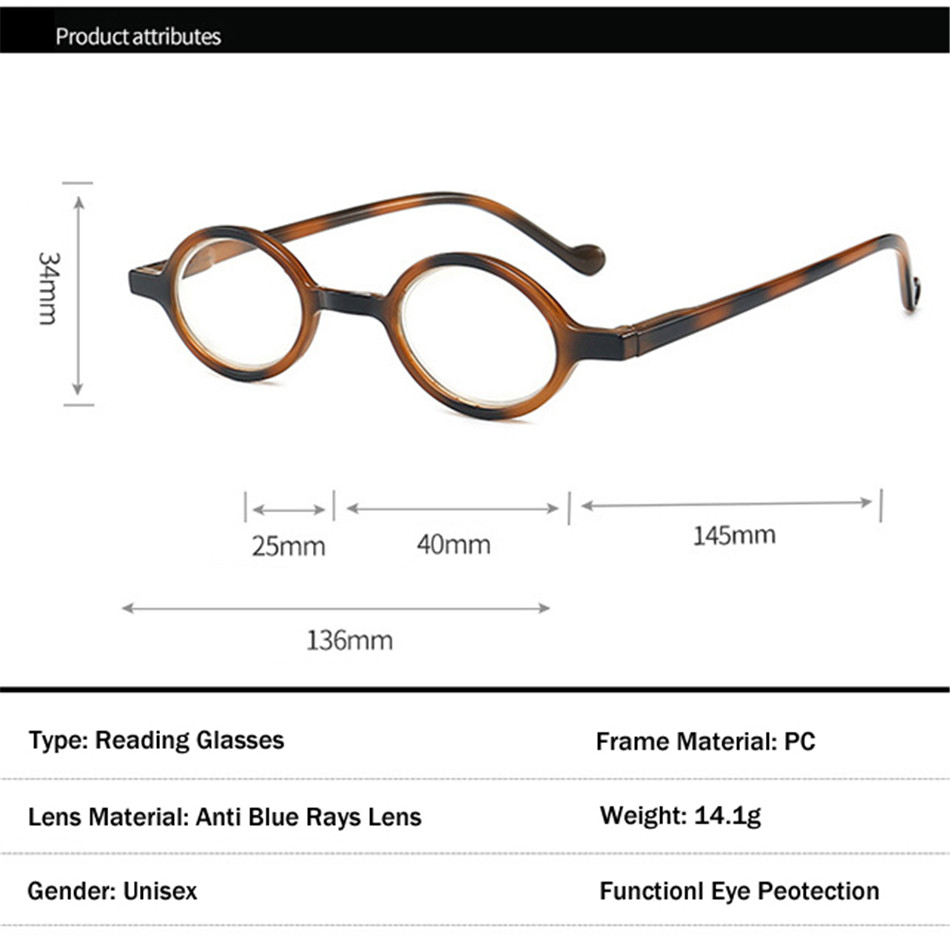 iboode Portable Small Oval Frame Reading Presbyopia Glasses Men Women Anti Blue Rays Anti-fatigue Presbyopic Eyeglasses Reader
