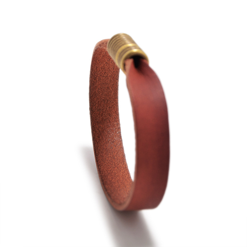 Trendy Genuine Leather Men's Jewelry Gold Color Metal Magnet Clasp Simple Leather Rope Bracelet for Women Male Gifts