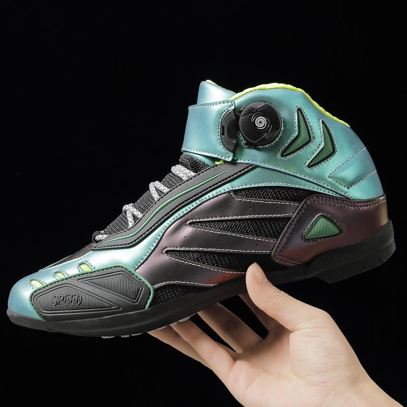 Professional Motorcycle Boots Men Reflective Motorbike Motorcycle Sneakers High-top Protect Ankle Racing Shoes motorrad schuhe