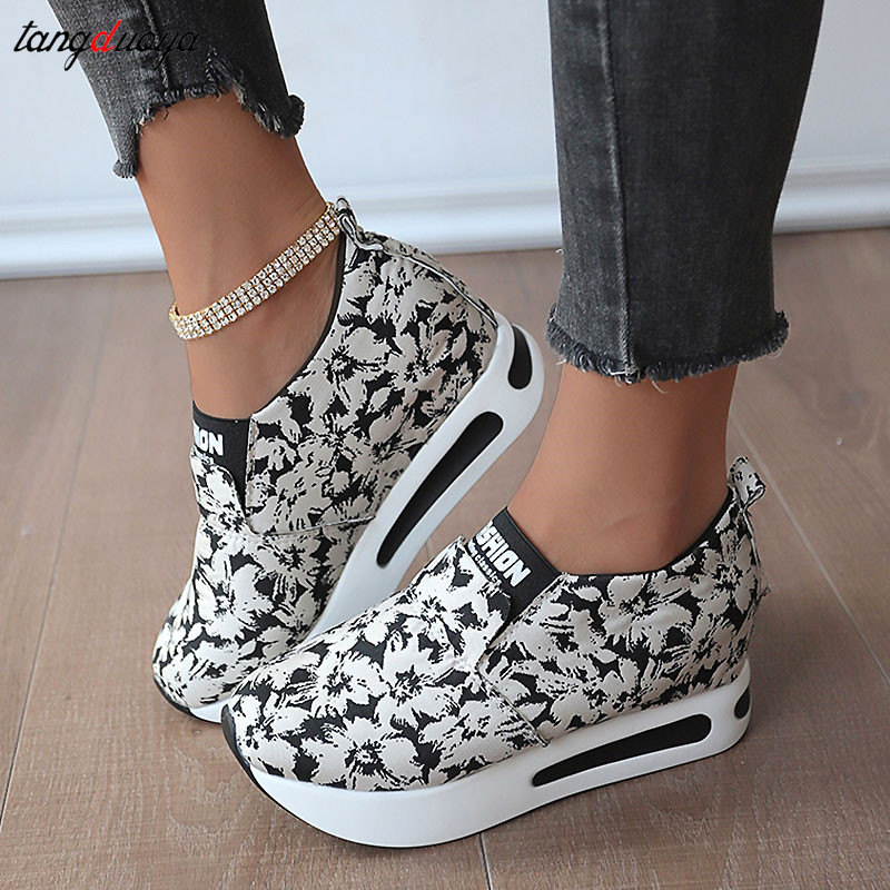 Chunky Platform Sneakers Women 2024 spring Hidden Heels Sport Shoes Woman Plus Size 42 Thick Bottom Loafers Shoes women sneakers