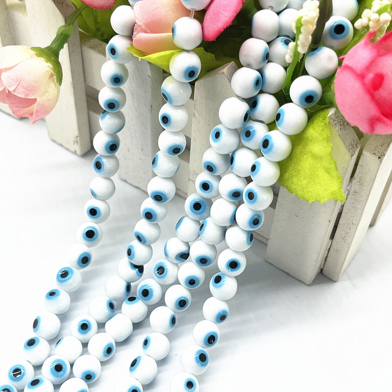 6mm 8mm 10mm Blue White Glass Beads Evil Eye Beads for Jewelry Making DIY Accessories
